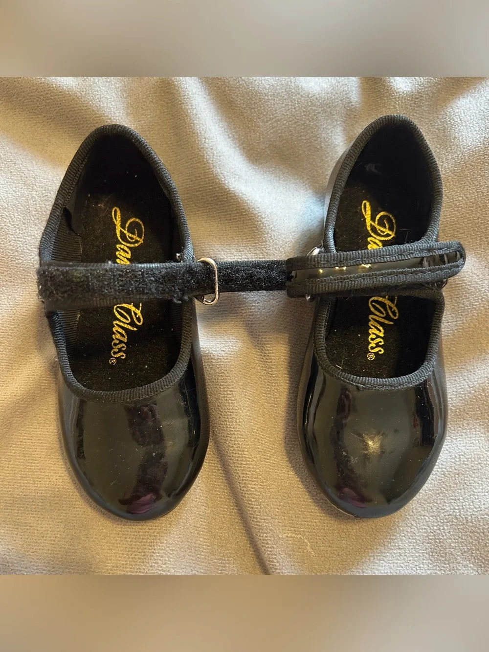 Toddler Girls' Black Patent Mary Jane Tap Shoes with Velcro Strap Size 7.5